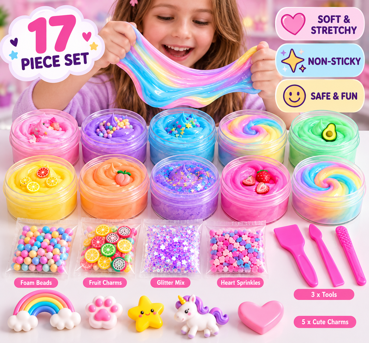 Mini Butter Slime Gift Set | 17-Piece Colourful Sensory Kit
