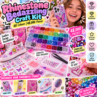 60-Colour Rhinestone Bedazzling Craft Kit | 48,000 Pieces
