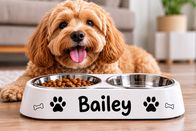 Personalised Double Dog Bowl | Custom Pet Name Feeder