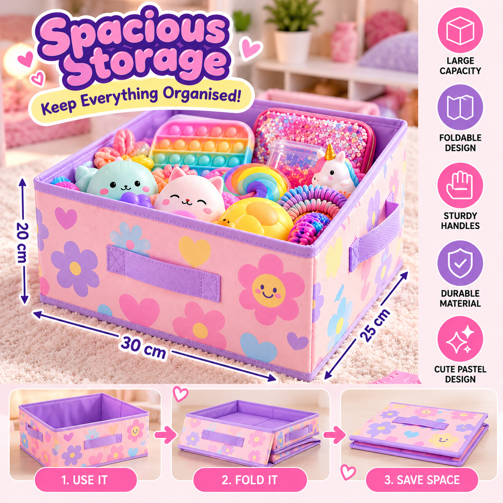 Squish & Squeeze Foldable Storage Box | Pastel Toy & Fidget Organiser