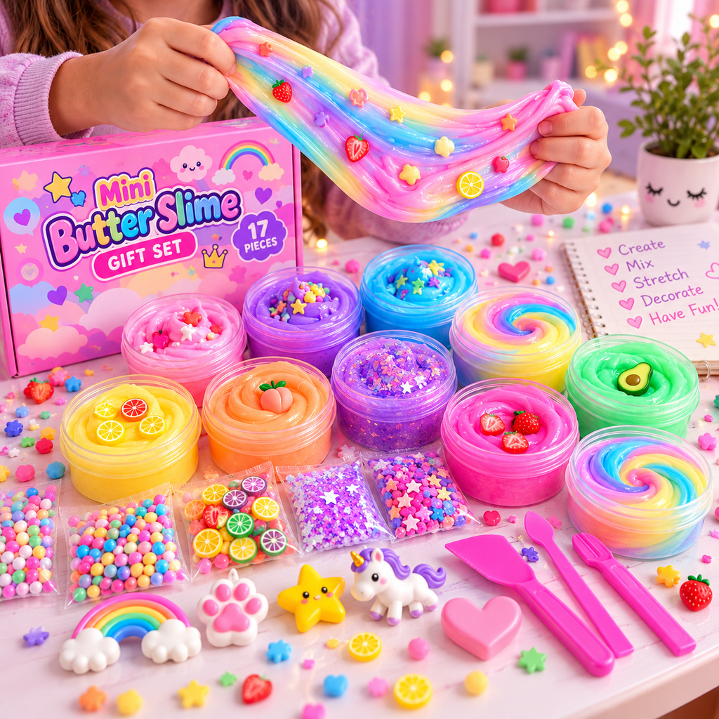 Mini Butter Slime Gift Set | 17-Piece Colourful Sensory Kit