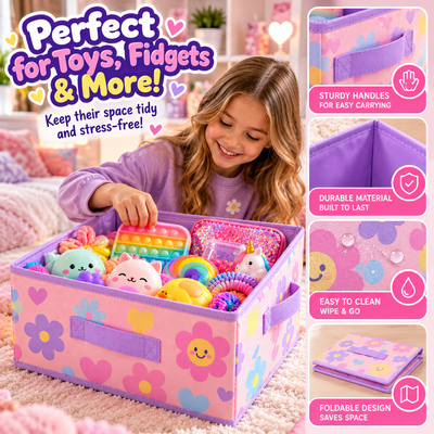 Squish & Squeeze Foldable Storage Box | Pastel Toy & Fidget Organiser