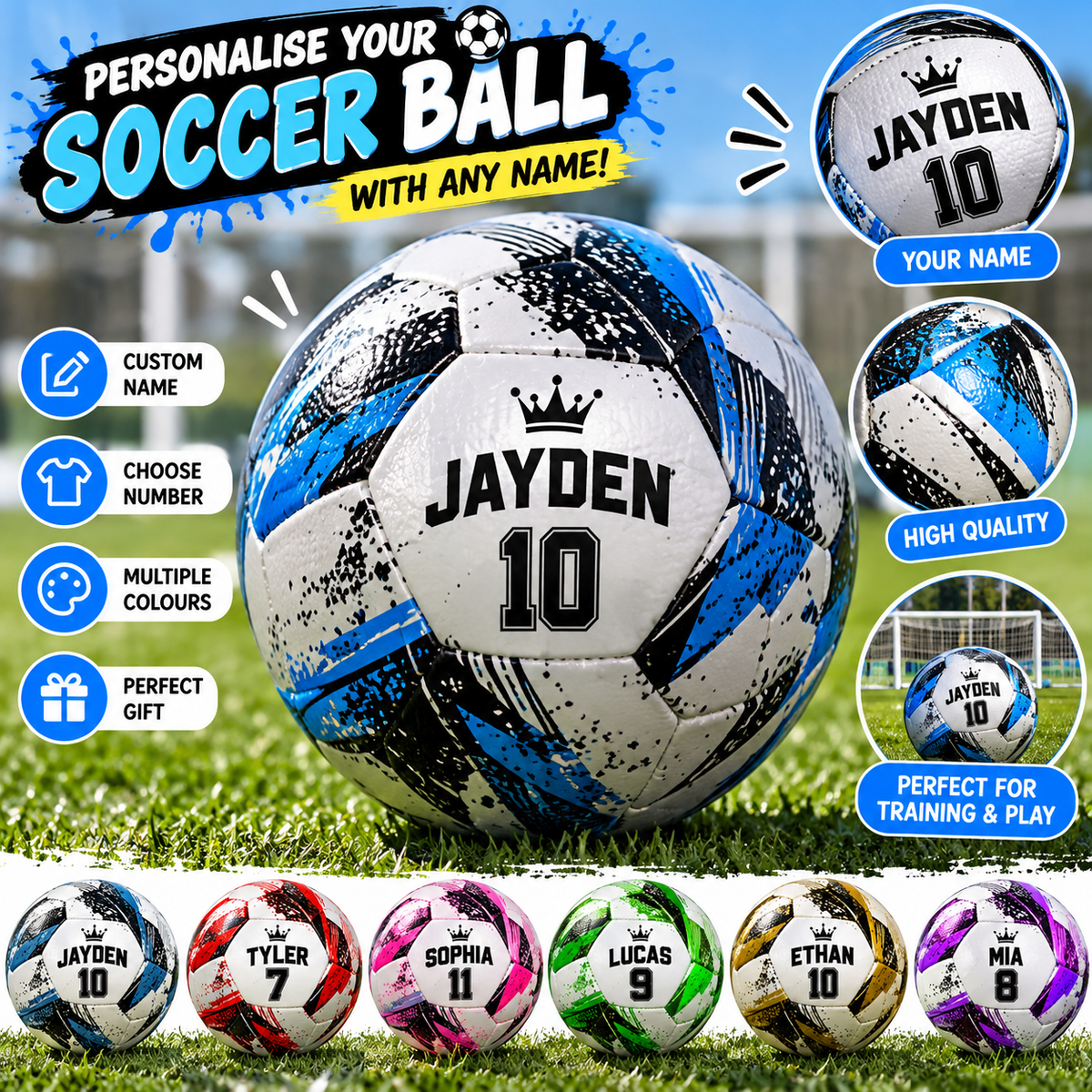 Personalised Soccer Ball with Custom Name | Football Gift