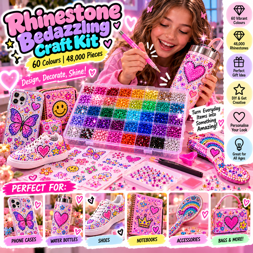 60-Colour Rhinestone Bedazzling Craft Kit | 48,000 Pieces