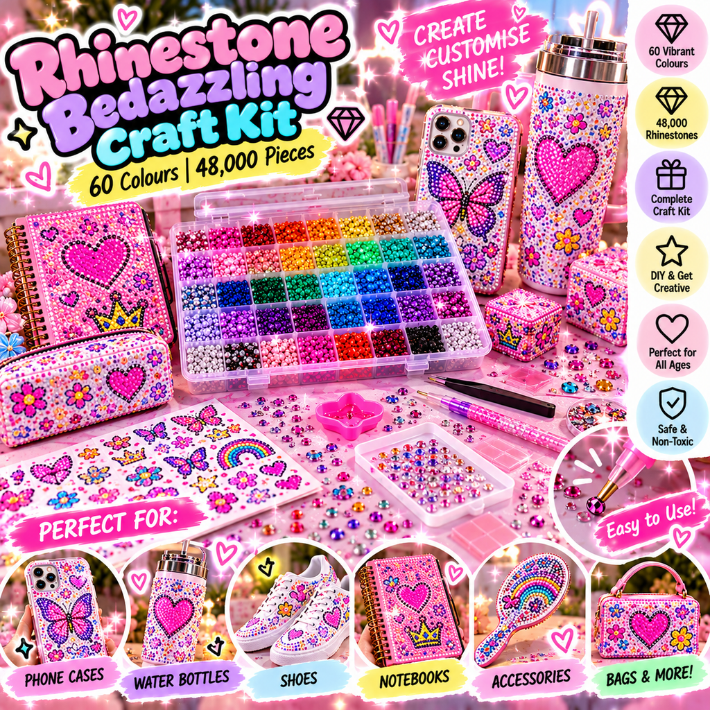 60-Colour Rhinestone Bedazzling Craft Kit | 48,000 Pieces