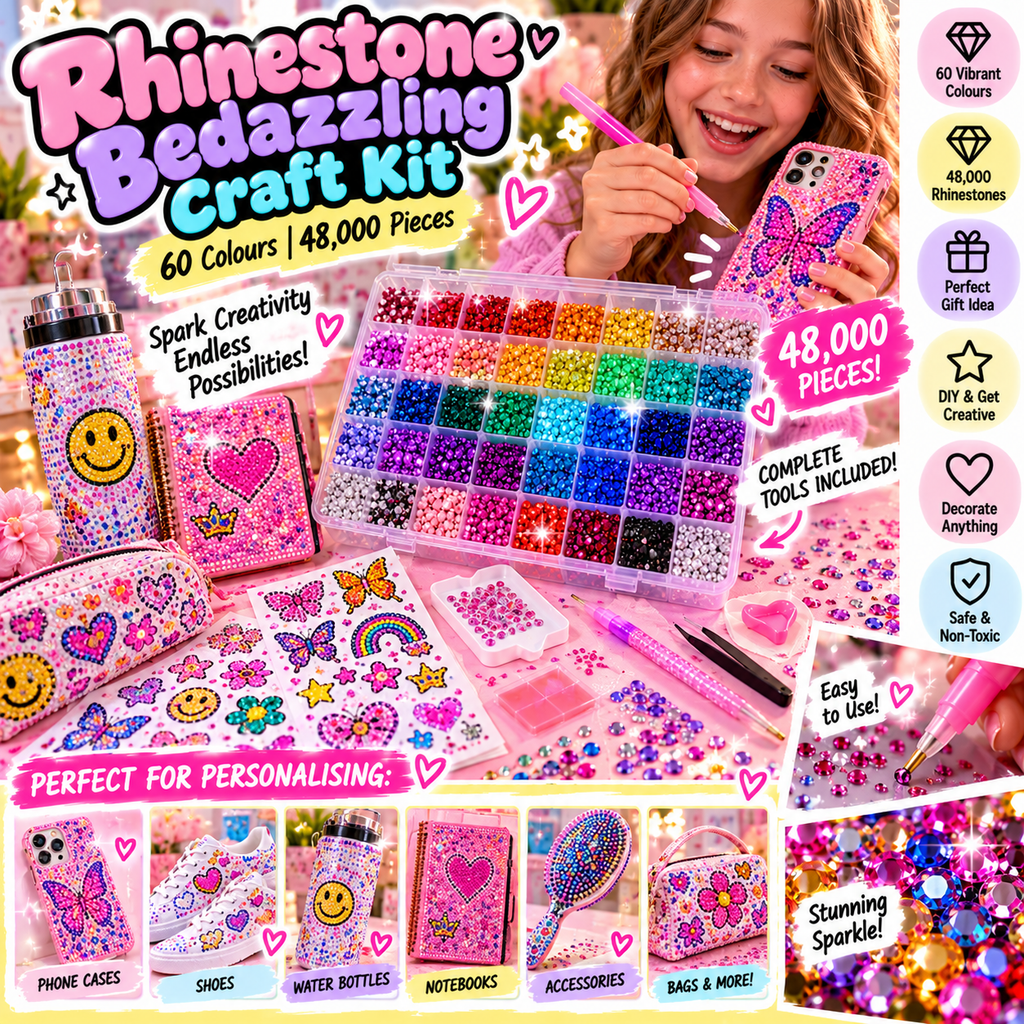 60-Colour Rhinestone Bedazzling Craft Kit | 48,000 Pieces