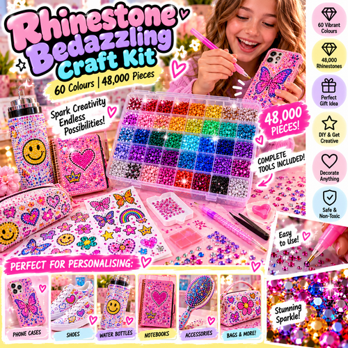 60-Colour Rhinestone Bedazzling Craft Kit | 48,000 Pieces
