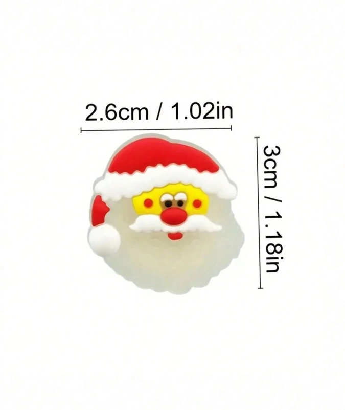 Santa charm size shown as 2.6 cm wide by 3 cm high