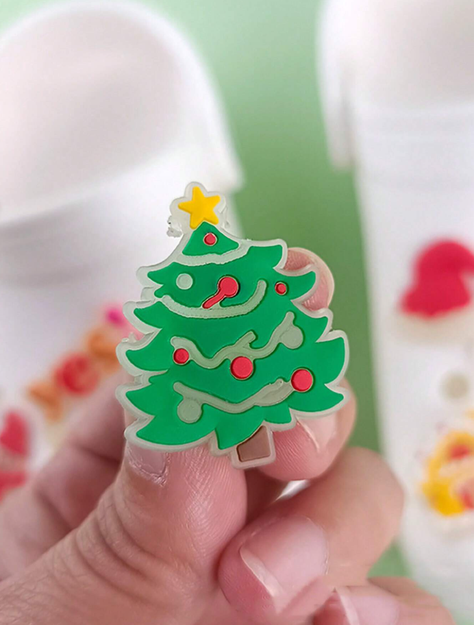 Close-up of Christmas tree shoe charm
