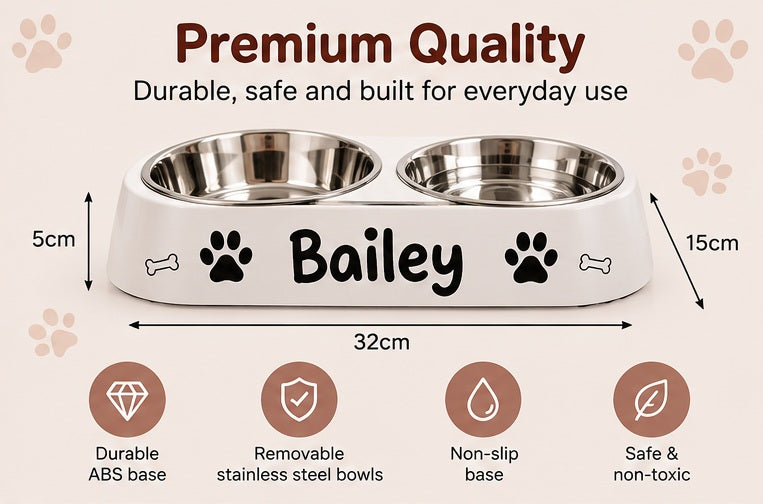Personalised Double Dog Bowl | Custom Pet Name Feeder